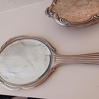 STERLING SILVER BRUSH, COMB AND MIRROR VANITY SET