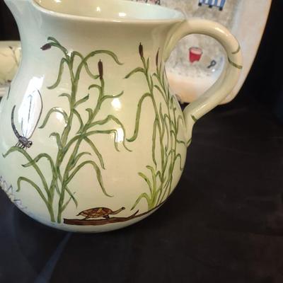 PITCHER W/ BOWL & HAND PAINTED PLATE