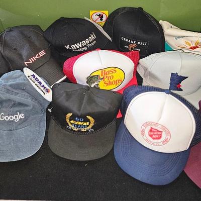Sale Photo Thumbnail #268: Vintage Snapback and Strap 14 Hat Lot | Bass Pro Shop, Nike, Chicago Bulls, Google, Kawasaki Racing Team and more. Some new and some used, see pictures.