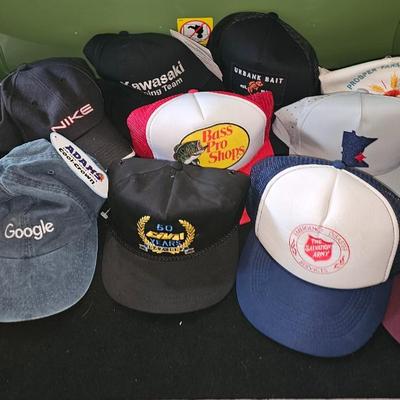 Sale Photo Thumbnail #267: Vintage Snapback and Strap 14 Hat Lot | Bass Pro Shop, Nike, Chicago Bulls, Google, Kawasaki Racing Team and more. Some new and some used, see pictures.