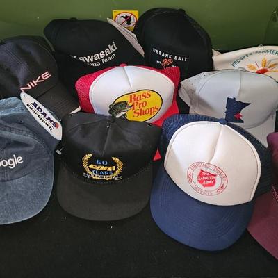 Sale Photo Thumbnail #270: Vintage Snapback and Strap 14 Hat Lot | Bass Pro Shop, Nike, Chicago Bulls, Google, Kawasaki Racing Team and more. Some new and some used, see pictures.