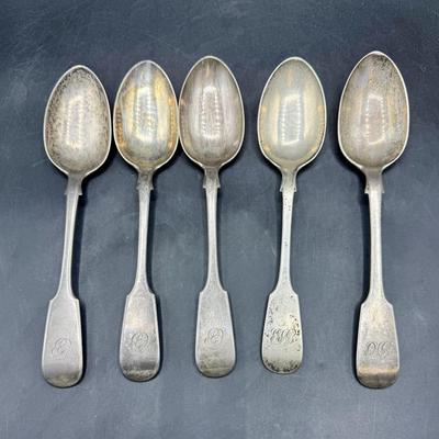 Sale Photo Thumbnail #461: 5 teaspoons and 1 soup spoon. See photos for details and manufacturer marks.