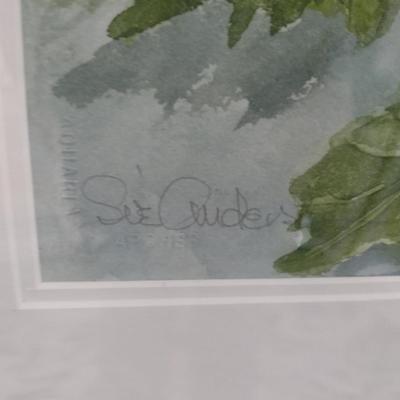 Sale Photo Thumbnail #1246: 'Mums' Original Framed Watercolor by Nationally Recognized Artist Susan Anderson.  Item is framed under plexiglass.