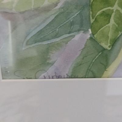 Sale Photo Thumbnail #1253: 'Lenten Rose' Original Framed Watercolor by Nationally Recognized Artist Susan Anderson.  Item is framed under plexiglass.