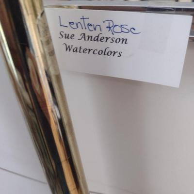 Sale Photo Thumbnail #1257: 'Lenten Rose' Original Framed Watercolor by Nationally Recognized Artist Susan Anderson.  Item is framed under plexiglass.