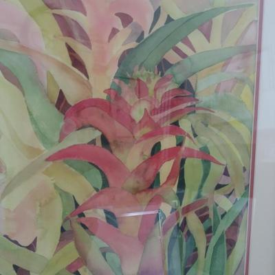 Sale Photo Thumbnail #1261: 'Jungle Tangle' Original Framed Watercolor by Nationally Recognized Artist Susan Anderson.  Item is framed under plexiglass.