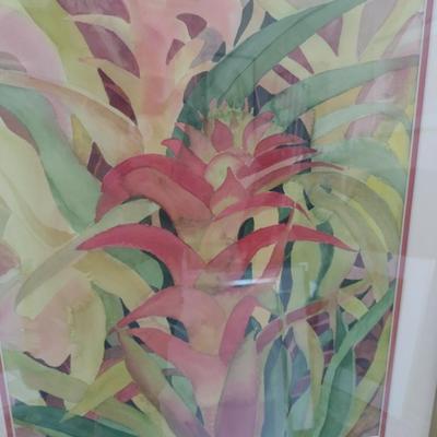 Sale Photo Thumbnail #1260: 'Jungle Tangle' Original Framed Watercolor by Nationally Recognized Artist Susan Anderson.  Item is framed under plexiglass.