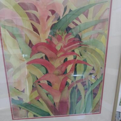 Sale Photo Thumbnail #1263: 'Jungle Tangle' Original Framed Watercolor by Nationally Recognized Artist Susan Anderson.  Item is framed under plexiglass.