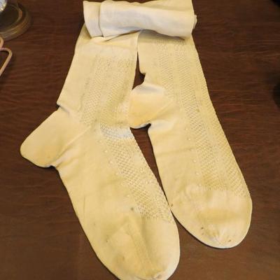 Sale Photo Thumbnail #1: 1 pair of vintage Victorian white stockings