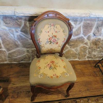 Sale Photo Thumbnail #11: Beautiful Louis XV "Quinze" chair with needlepoint upholstery and casters.