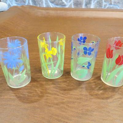 Sale Photo Thumbnail #22: 1930's-1970s Kraft Swanky Swig glasses (originally used as cheese spread containers) manufactured by the Hazel-Atlas Glass Company.