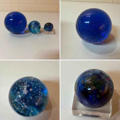 Glass Eye Studio Celestial Series Orb, Planet Marble Orb & Cobalt Blue Orb (BD-MG)