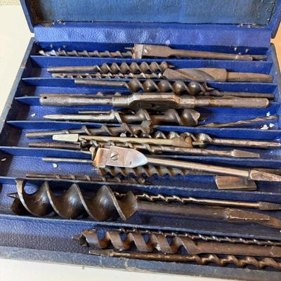 Selection of Auger Bits in a Vintage Craftsman Box (O-MG)