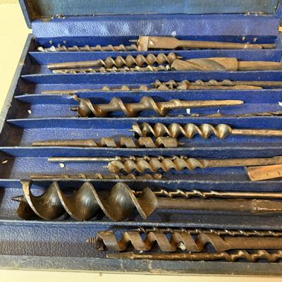Selection of Auger Bits in a Vintage Craftsman Box (O-MG)