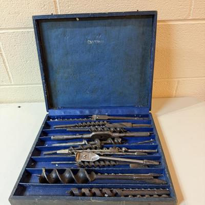 Selection of Auger Bits in a Vintage Craftsman Box (O-MG)