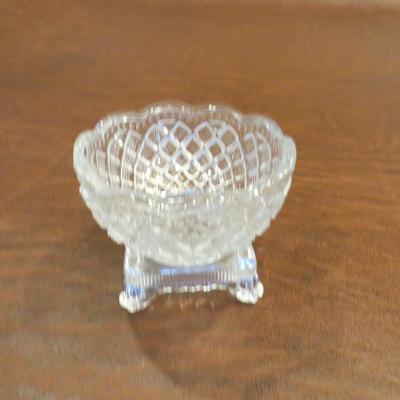 Sale Photo Thumbnail #34: Sweet little Avon Fostoria clear glass sale cellar