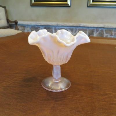 Sale Photo Thumbnail #37: Beautiful Pink Opalescent 6" tall Fenton compote/candy dish