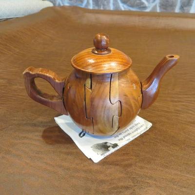 Sale Photo Thumbnail #39: Small wooden teapot puzzle, measuring 3.5" tall