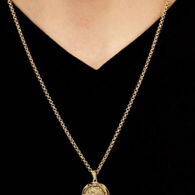 Ion-Plated Stainless Steel Diamond Accent St. Michael Medal Pendant Necklace.