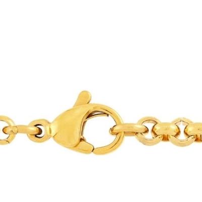 Ion-Plated Stainless Steel Diamond Accent St. Michael Medal Pendant Necklace.