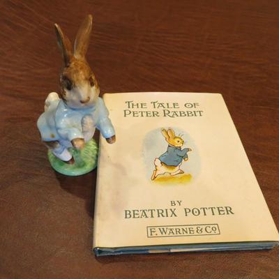 Sale Photo Thumbnail #46: Vintage 1980s Beatrix Potter "Peter Rabbit" book and small Royal Doulton Peter Rabbit figurine set.