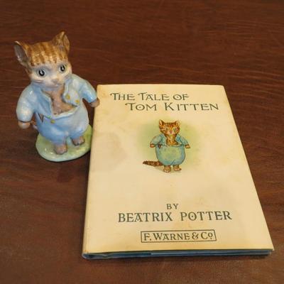 Sale Photo Thumbnail #47: Vintage 1980s Beatrix Potter "Tom Kitten" book and small Royal Doulton Tom Kitten figurine set.