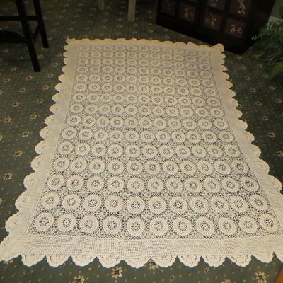 Sale Photo Thumbnail #60: Lace bed cover/tablecloth measuring 54" x 80"