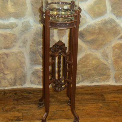Sale Photo Thumbnail #62: Vintage glass ice bucket with metal stand, 34" tall