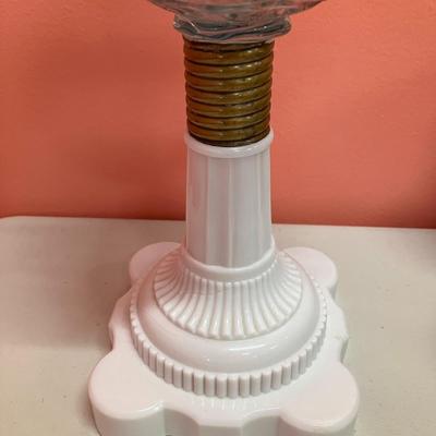 Sale Photo Thumbnail #71: c. 1870s glass oil lamp base, measures 14" tall