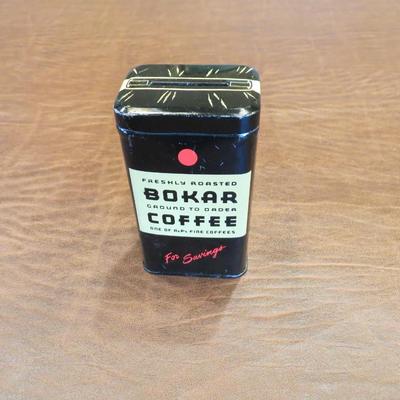 Sale Photo Thumbnail #84: Bokar coffee tin bank, c. 1950, measures 4" H