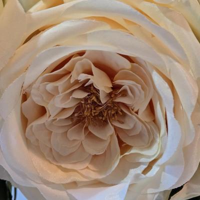 LOT 102Z: Glass Jar with Smooth Stones, Silk Roses in Glass Bowl, and Two Candlesticks