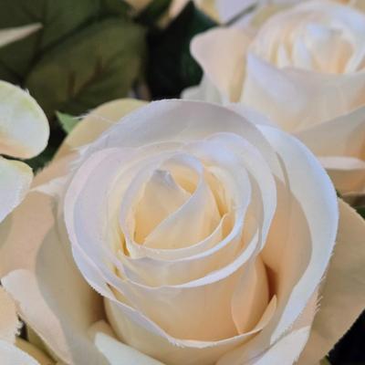 LOT 102Z: Glass Jar with Smooth Stones, Silk Roses in Glass Bowl, and Two Candlesticks