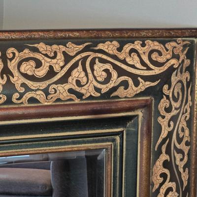 LOT 103Z: Large Black and Gold-tone Framed Decorative Mirror