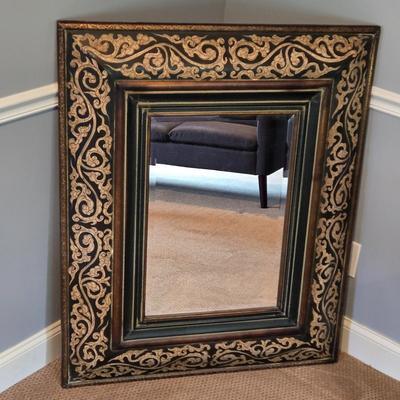 LOT 103Z: Large Black and Gold-tone Framed Decorative Mirror