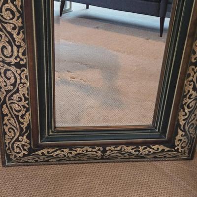 LOT 103Z: Large Black and Gold-tone Framed Decorative Mirror