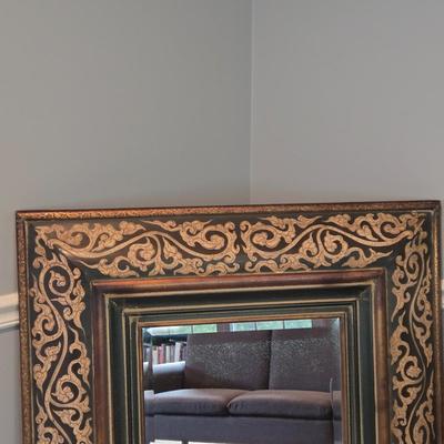 LOT 103Z: Large Black and Gold-tone Framed Decorative Mirror