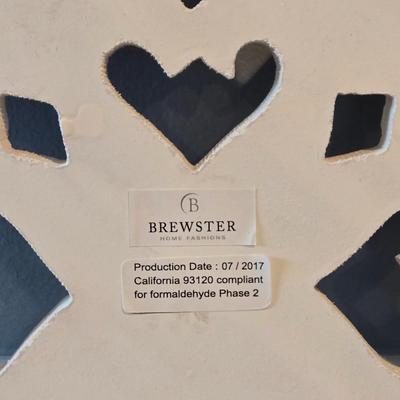 LOT 104Y: Two Wall Panel Decor, Two Bird Cage Tea-lite Holders, Decorative Lantern Candle Holder and Teal Colored Vase