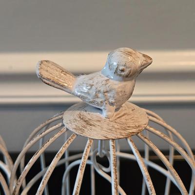 LOT 104Y: Two Wall Panel Decor, Two Bird Cage Tea-lite Holders, Decorative Lantern Candle Holder and Teal Colored Vase