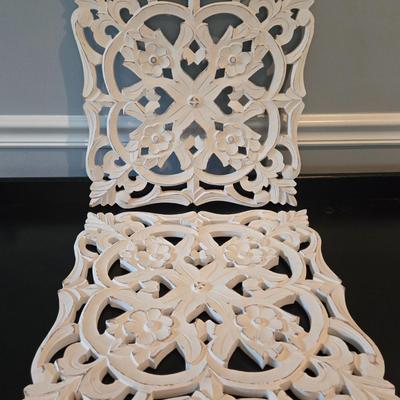 LOT 104Y: Two Wall Panel Decor, Two Bird Cage Tea-lite Holders, Decorative Lantern Candle Holder and Teal Colored Vase