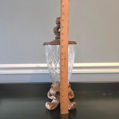 LOT 106Z: Two Oil Painting Lanscapes and Glass Pedestal Jar with Lid