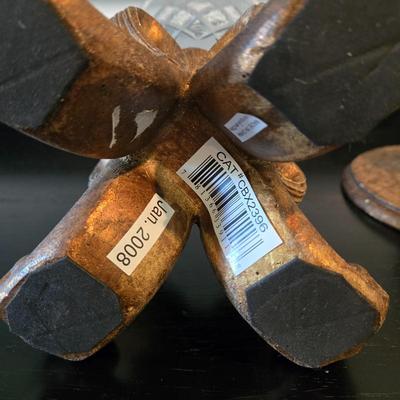 LOT 106Z: Two Oil Painting Lanscapes and Glass Pedestal Jar with Lid