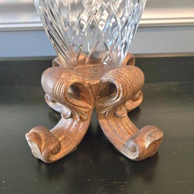 LOT 106Z: Two Oil Painting Lanscapes and Glass Pedestal Jar with Lid