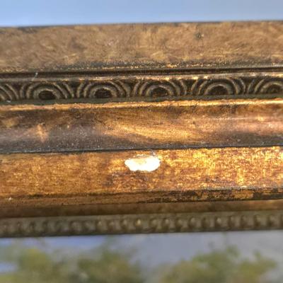 LOT 106Z: Two Oil Painting Lanscapes and Glass Pedestal Jar with Lid