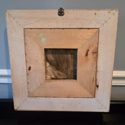 LOT 107H: Framed Painted Tile Art and Metal Sconces