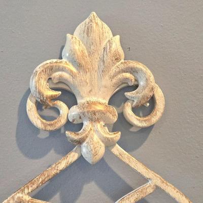 LOT 107H: Framed Painted Tile Art and Metal Sconces