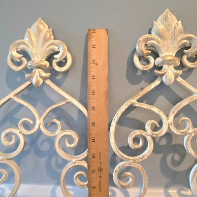 LOT 107H: Framed Painted Tile Art and Metal Sconces