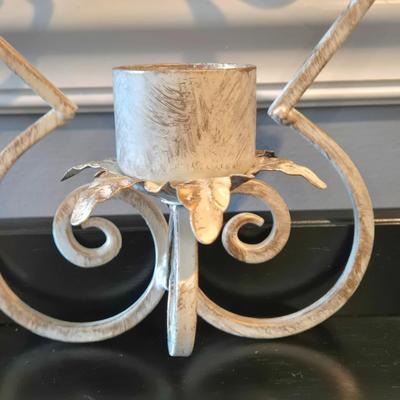 LOT 107H: Framed Painted Tile Art and Metal Sconces