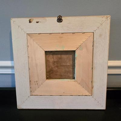 LOT 107H: Framed Painted Tile Art and Metal Sconces