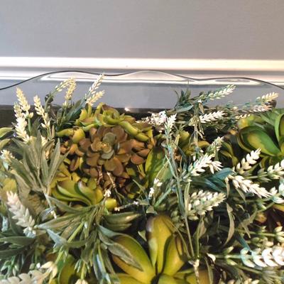 LOT 108H: Large Glass Bowl on Metal Stand with Greenery