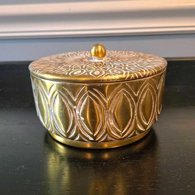 LOT 109H: Three Framed Flower Prints and Gold-tone Bowl with Lid